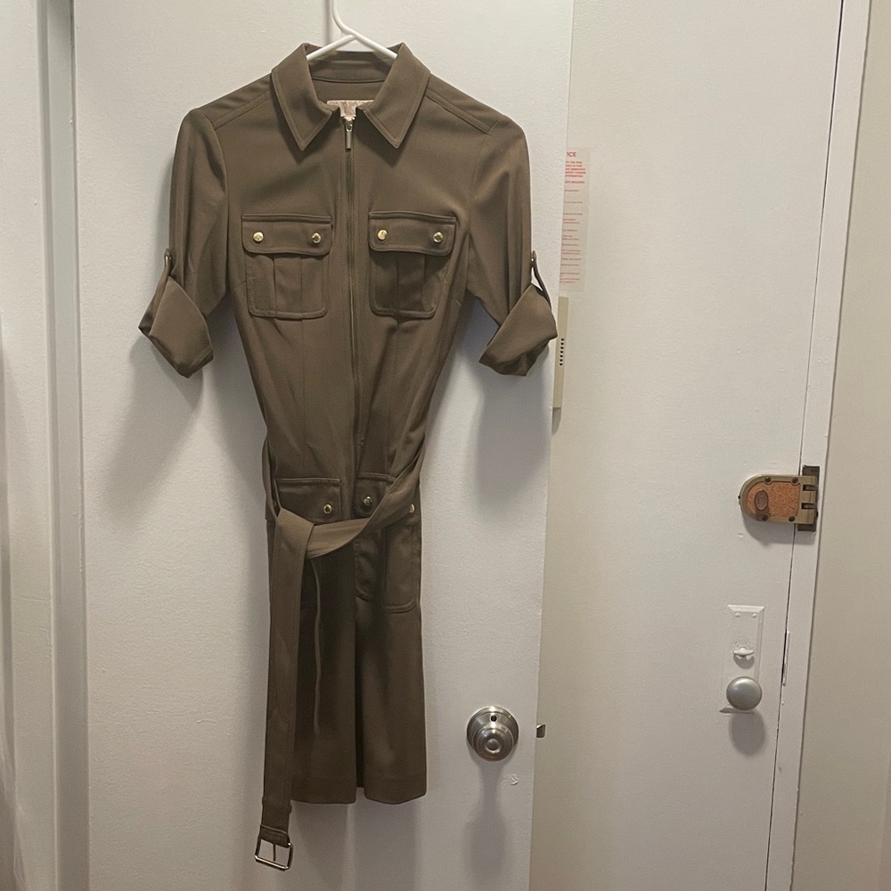 NWOT Michael Kors Green Army Dress with Belt